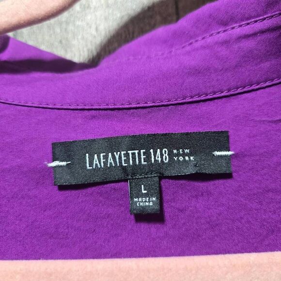 Lafayette 148 Shirt Large Royal Purple Button Down - Picture 3 of 4